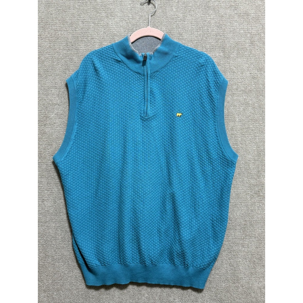 Jack Nicklaus Sweater Vest Mens XL Textured Knit Golf Pullover Half Zip Bear